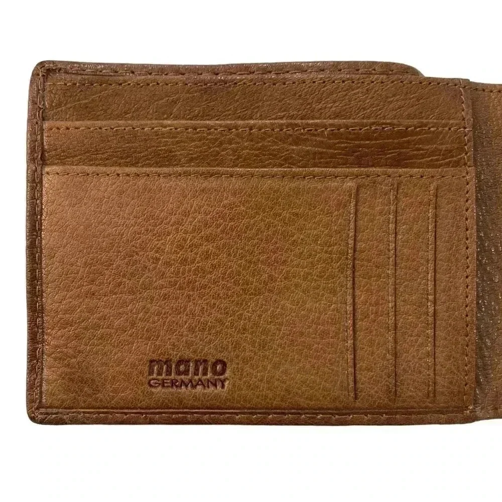 MANO GERMANY Cognac Brown Buttery Soft Leather Bi-Fold Wallet